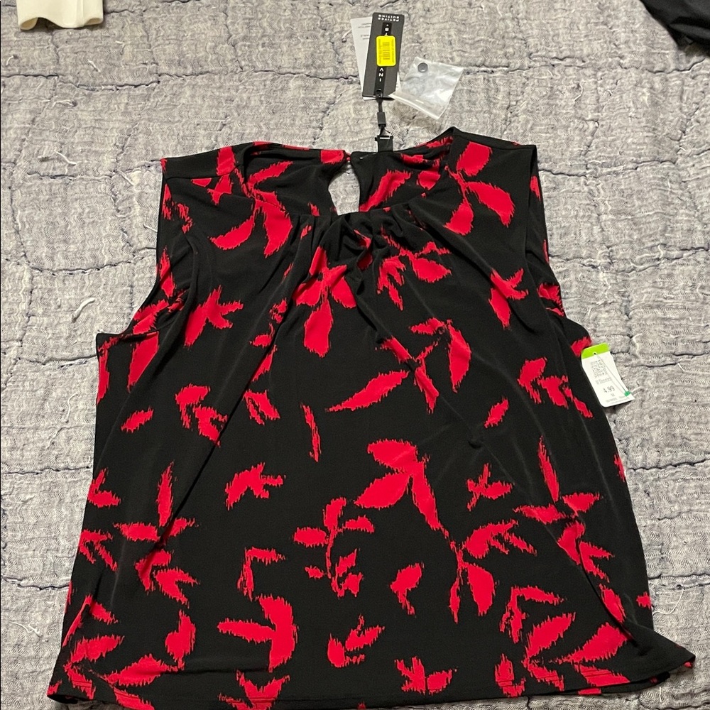 Red and Black Textured Top